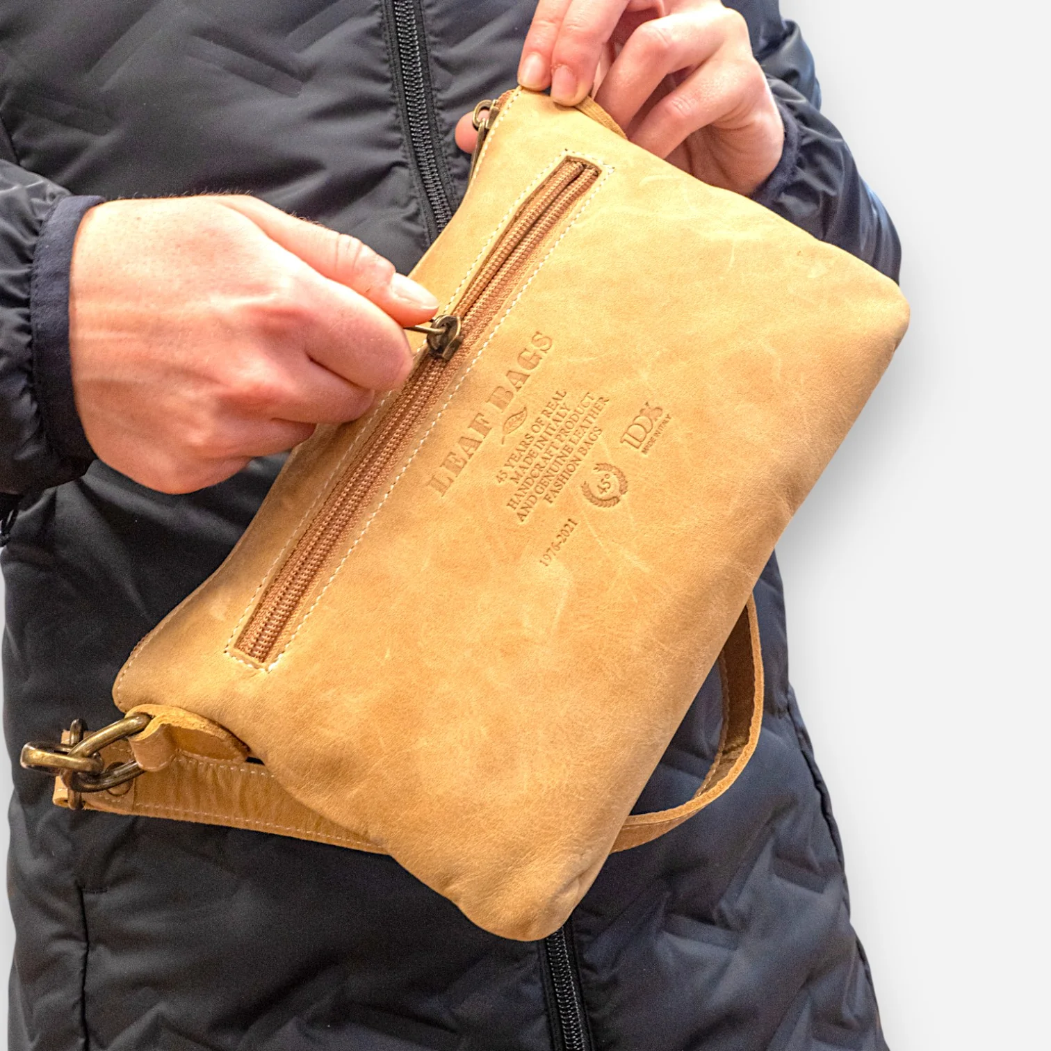Leaf Bags Borsa Beige Pelle Invecchiato 3556I - immagine 3