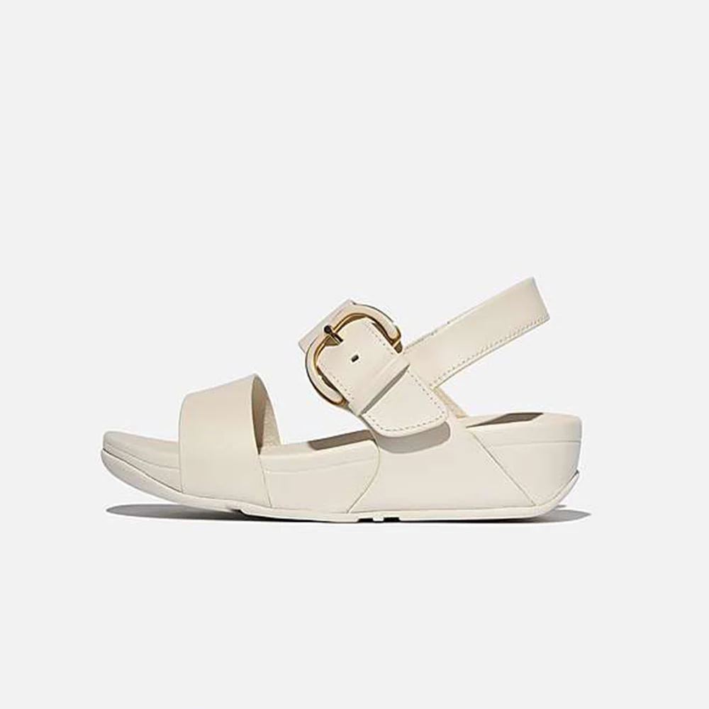 Sandalo Platform Fitflop Lulu Resin Buckle Leather Back Strap Paris Beige - immagine 2