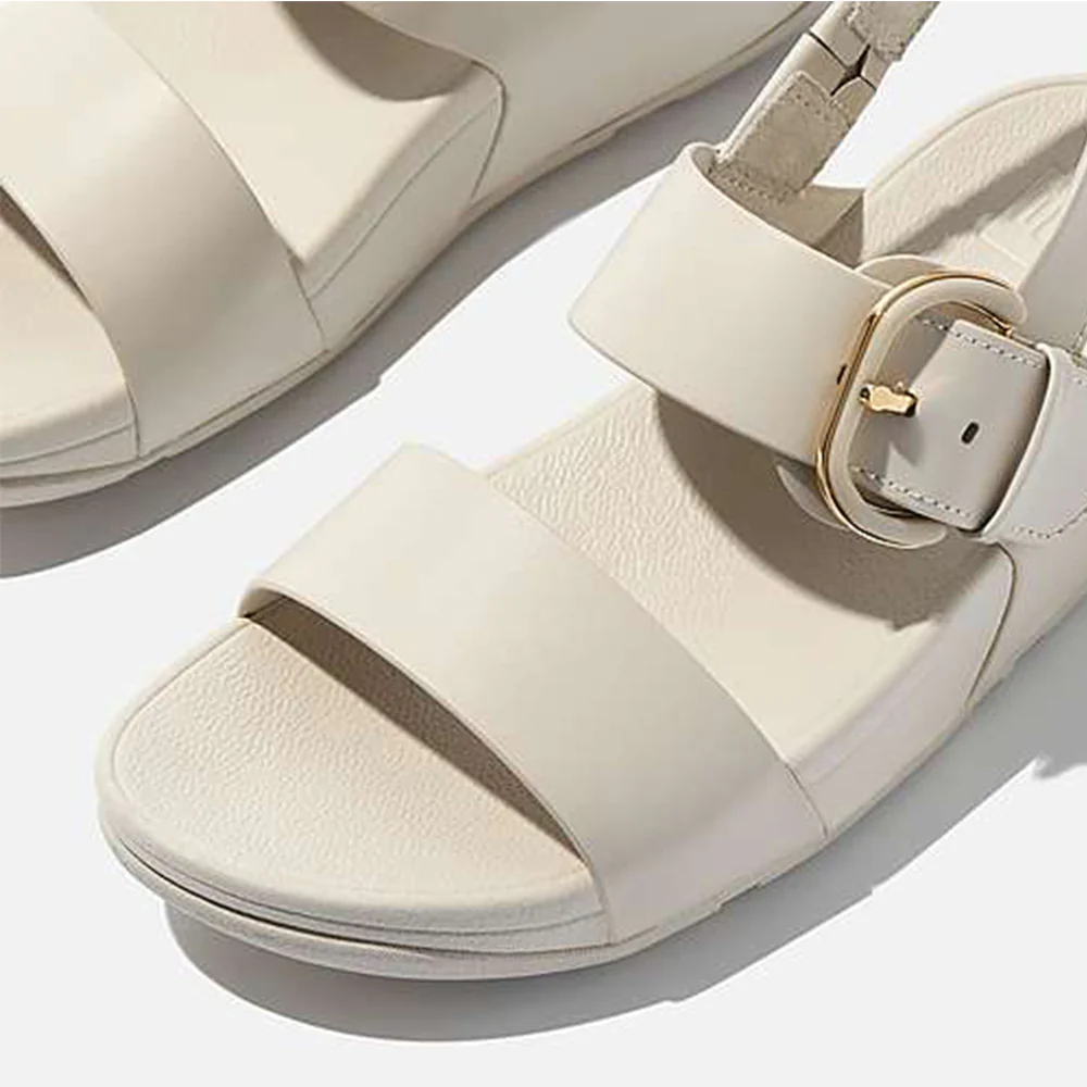 Sandalo Platform Fitflop Lulu Resin Buckle Leather Back Strap Paris Beige - immagine 4