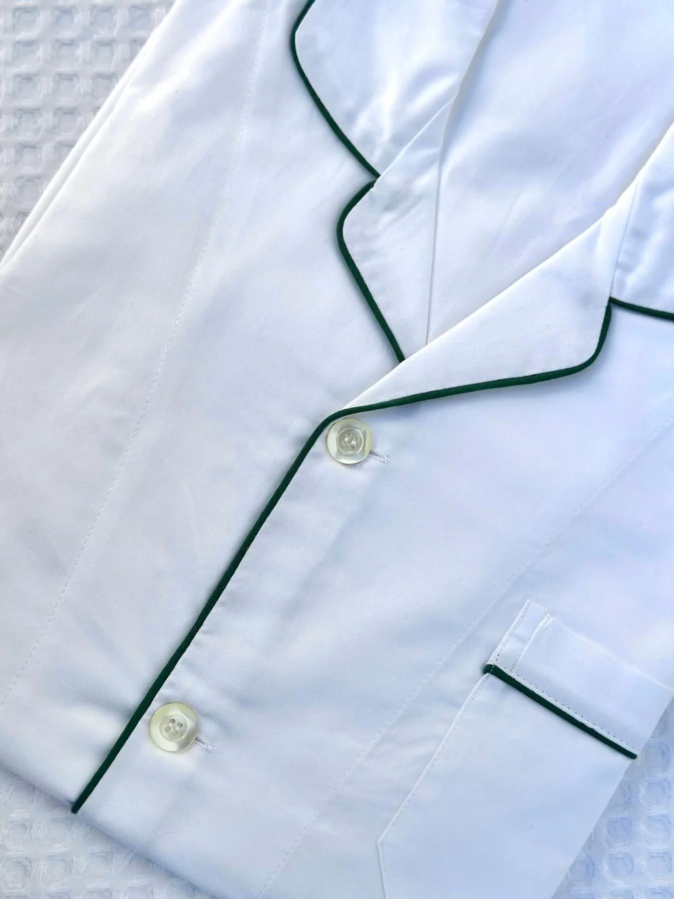 PIGIAMA UOMO IN FLANELLA BIANCO/VERDE - immagine 2